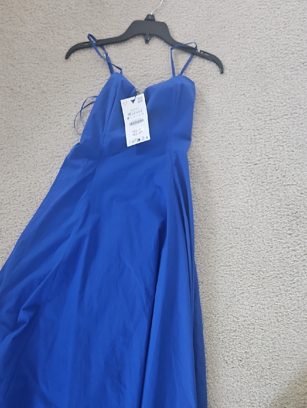 Zara Royal Blue Maxi Dress with Spaghetti Straps